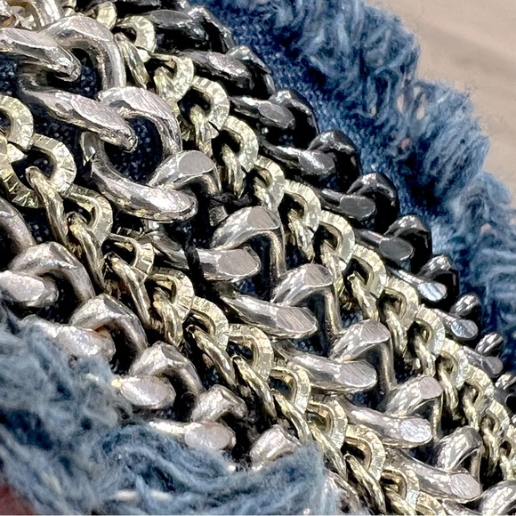 Multi Link Multi Finish Frayed Denim Bracelet - Picture 4 of 10